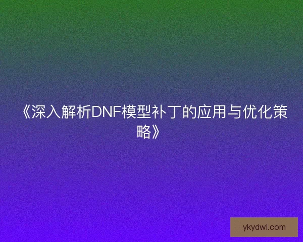 《深入解析DNF模型补丁的应用与优化策略》