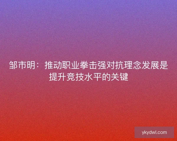 邹市明：推动职业拳击强对抗理念发展是提升竞技水平的关键