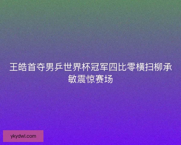 王皓首夺男乒世界杯冠军四比零横扫柳承敏震惊赛场