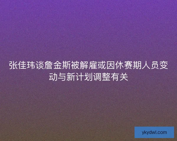 张佳玮谈詹金斯被解雇或因休赛期人员变动与新计划调整有关